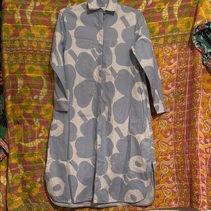 Marimekko Gray Floral Long Sleeve Dress